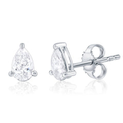 Sterling Silver, Lab-Grown 6mm Pearshaped Diamond Studs