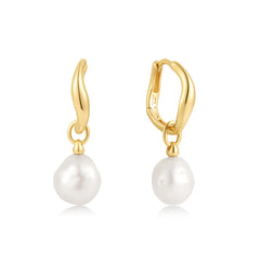 Chic Creator Gold Freshwater Pearl Drop Hoops