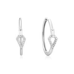 Sunshine Chaser Silver Cubic Zirconia Geometric Hoops - Silver