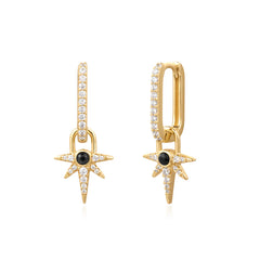 Dusk Divas Gold Black Onyx Star Drop Huggies