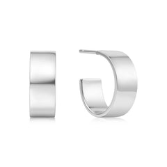 Vogue Maven Silver Flat Medium Hoop Earrings
