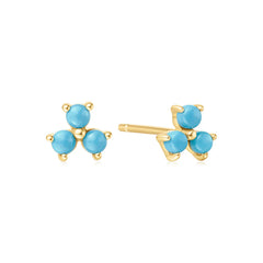 Chill Voyager Gold Lab Turquoise Lotus Stud Earrings