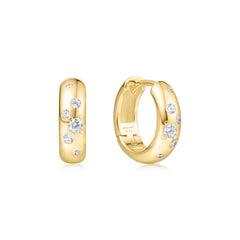 Miss Dainty Gold Small Chubby Sparkling Huggie Hoop Earrings