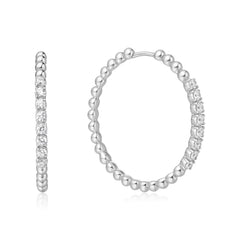 Miss Dainty Silver Large Claw Sphere Bearded Hoop Earrings