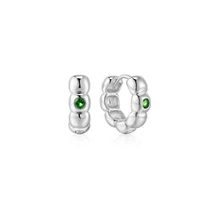 Silver Reversible Puffy Huggie Hoop Earrings