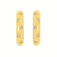 Gold Plated Sterling Silver and Lab Diamond Earrings 0.1 cttw
