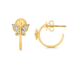14k Diamond Butterfly Earring 48 RD-0.09