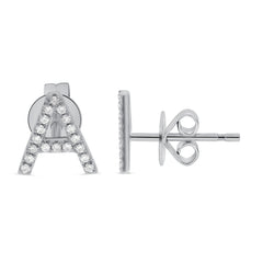 W Initial A Earring .08RD
