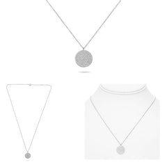 14ky Diamond Pave Circle Necklace 183 RD-0.41