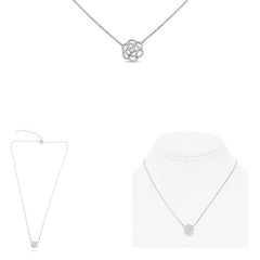 W 18K Flower Necklace .14RD