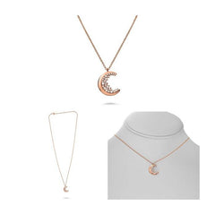 14ky Diamond Moon Necklace 25 RD 0.23