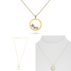 Y Circle and Star Necklace 0.06RD