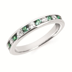Channel Set Emerald & Diamond Anniversary Band In 14K Gold (Includes 1/4 Ctw. Diamonds)