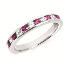 Channel Set Ruby & Diamond Anniversary Band In 14K Gold (Includes 1/4 Ctw. Diamonds)