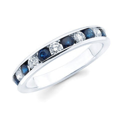 Channel Set Sapphire & Diamond Anniversary Band In 14K Gold (Includes 1/4 Ctw. Diamonds)
