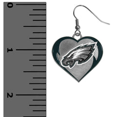 Philadelphia Eagles Heart Dangle Earrings