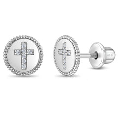 Glittering Grace Cross Girl Earrings