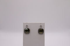 Sterling silver with green faceted bead dangle earrings