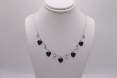 Sterling silver multi heart cz necklace