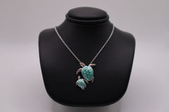 Nicole Barr Sterling Turtle and Baby Turtle Necklace
