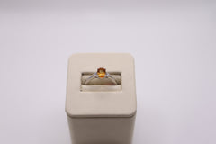 14k white gold 0.10 ct diamond & oval citrine ring