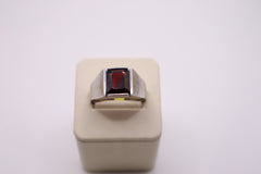 Men's garnet sterling silver ring