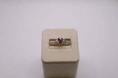 Julius Block 10k white gold oval garnet ring