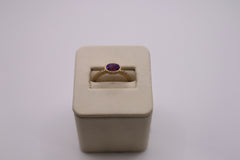 Dilamani 14k yellow gold brushed 0.94 Amethyst & 0.02 Diamond Ring