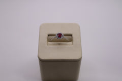 14k white gold 0.25 ruby 0.15 diamond ring