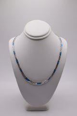 Sterling silver blue opal inlay necklace