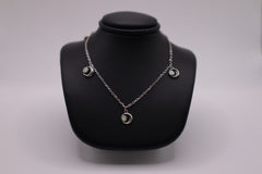 Classic of New York sterling crescent moon anklet with white opals