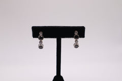 Classic of New York sterling silver onyx and cz dangle earrings