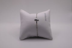 14k white 7" cross bracelet