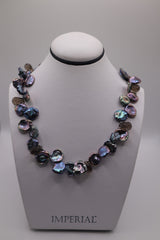 Sterling silver Keshi pearl smokey qt.