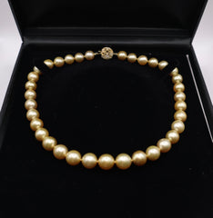 14k yellow gold South Sea cultured 10.1-11.9 mm pearls