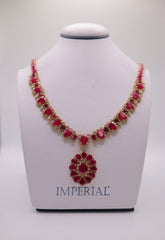 14k Yellow Gold Ruby and Diamond Necklace