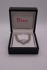 CNY Sterling Micro-Pave CZ Monaco Heart Bracelet