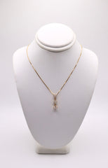 14k yellow gold princess cut diamond necklace