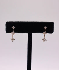 14k yellow gold princess cut diamond earrings