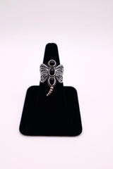 Sterling silver and quartz dragonfly ring