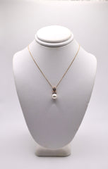 10k yellow gold 0.12 ctw diamond and cult pearl necklace