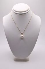 14k yellow gold 0.08 diamond and 7.5 mm cult pearl