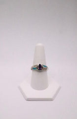 Sterling Silver Amethyst and Blue Fire Opal Inlay Ring
