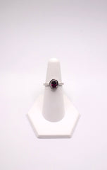 14k White Rhodolite Garnet Diamond Ring