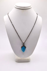 Stainless Steel Antiquated Simulated Turquoise Marcasite 18"