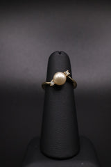 Gold Plated Faux Pearl and CZ Ring