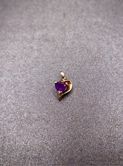 10k Yellow Gold Amethyst Heart Pendant