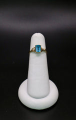 14k Yellow Gold Diamond and Blue Topaz Ring
