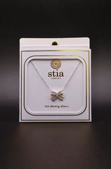 Encrusted Crystal Bow Sterling Silver Necklace