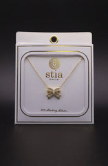 Encrusted Gold Plated Crystal Bow Necklace
